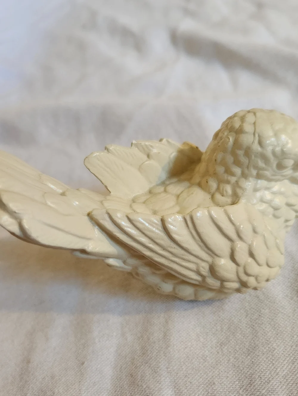 Vintage White Bird Figurine Dove Sparrow Resin Cottage Decor